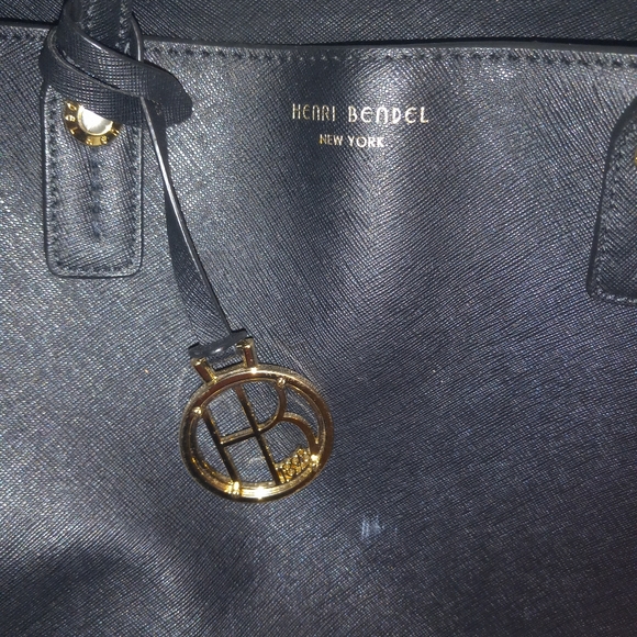 Henri Bendel Large Black Leather Satchel Shoulder Bag Purse Preowned. W/ dustbag - Picture 3 of 13